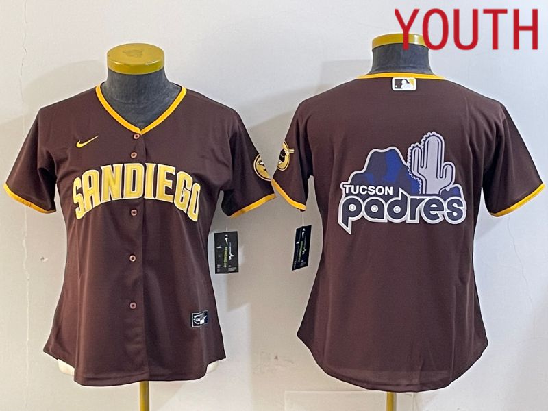 Youth San Diego Padres Blank Browm Game 2024 Nike MLB Jersey style 5